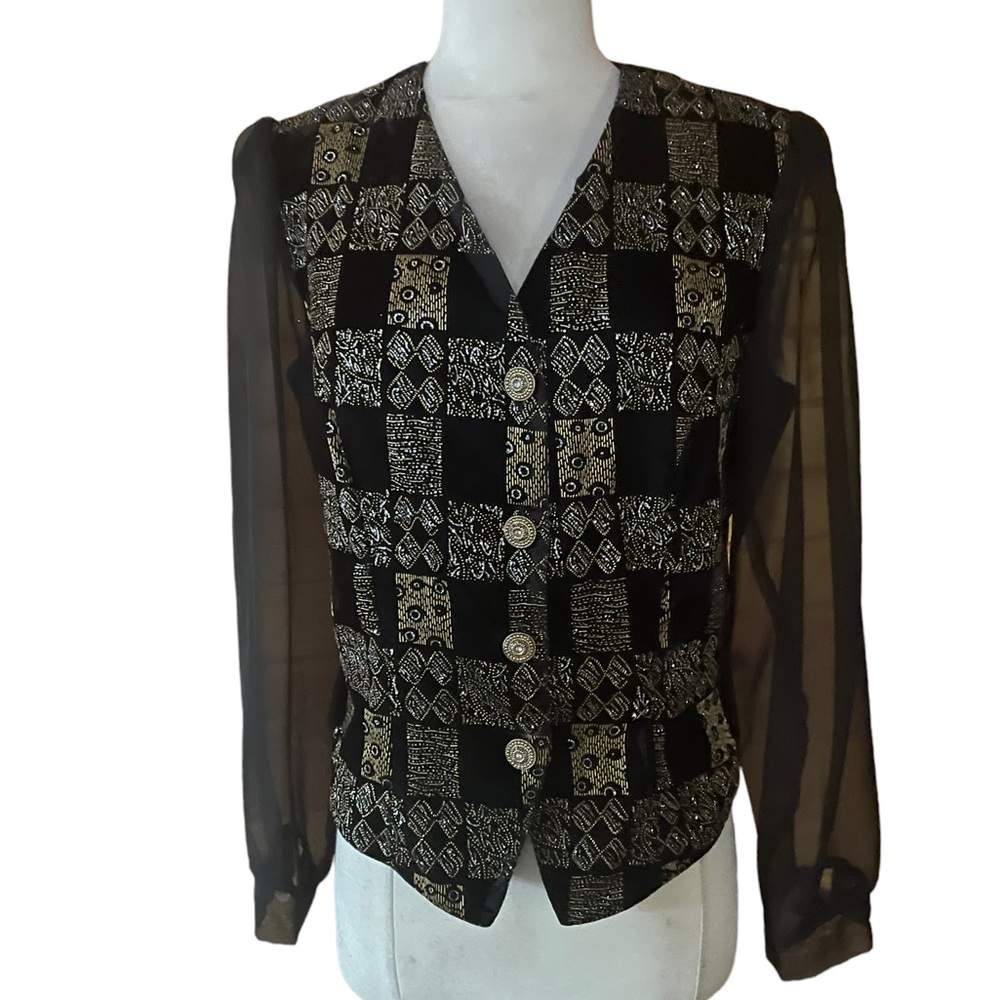1980s R&K Evening Sheer Sleeve Evening‎ Blazer